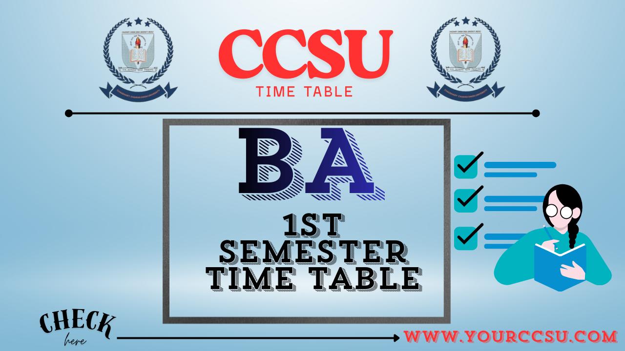 CCSU BA 1st Semester Time Table PDF Download